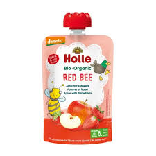 HOLLE apple puree with apple/strawberry 8+ months 100gr
